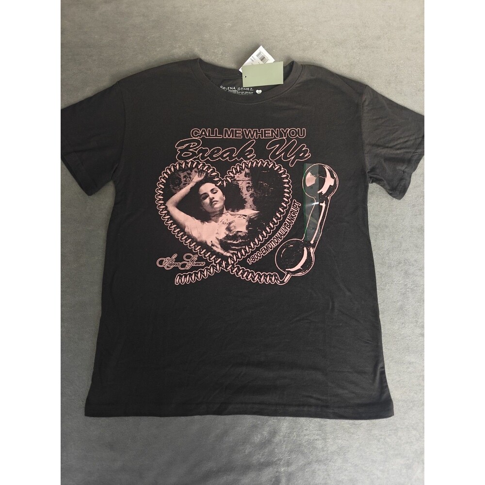Selena Gomez Call Me When You Break Up T Shirt Black Graphic Tee Womens M NWT